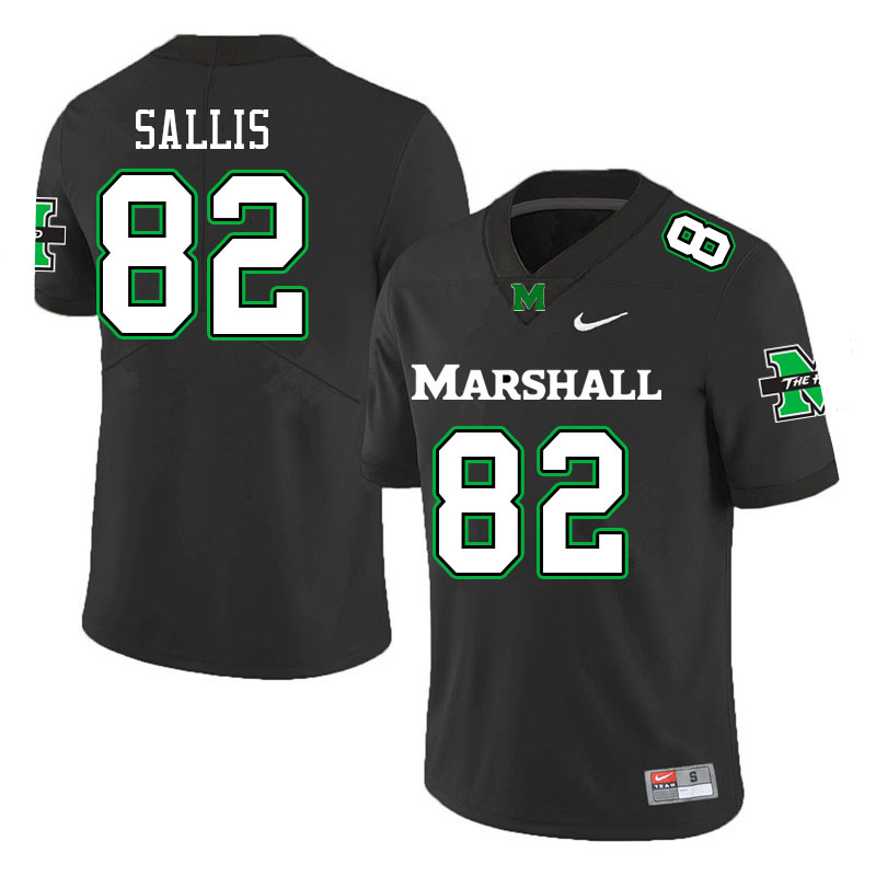 Men #82 Sean Sallis Marshall Thundering Herd College Football Jerseys Stitched-Black - Click Image to Close
